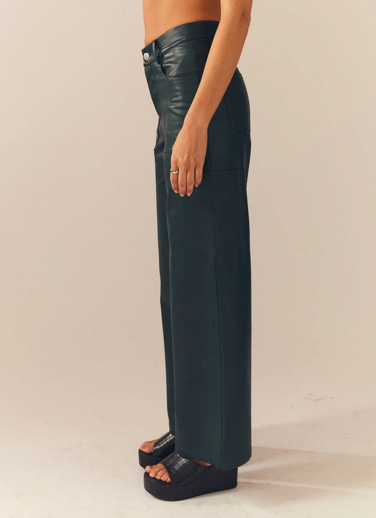 Peppermayo Exclusive - In My Natural Element PU Pants - Dark Forest - Image 2