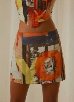 Peppermayo Exclusive - Strolling Sunset Mini Skirt - PM Film Graphic
