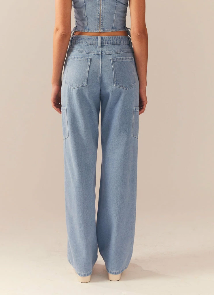 Peppermayo Exclusive - Backstage Pass Denim Lowrise Pants - Subdued Blue - Image 3