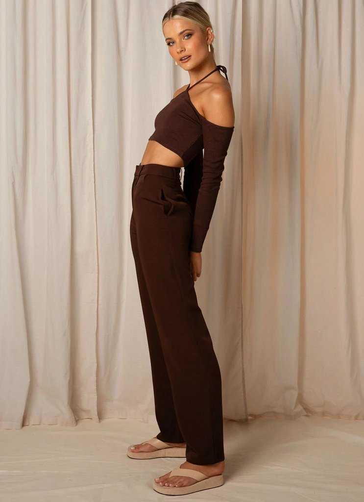 Peppermayo Exclusive - Set The Tone Suit Pants - Chocolate - Image 2