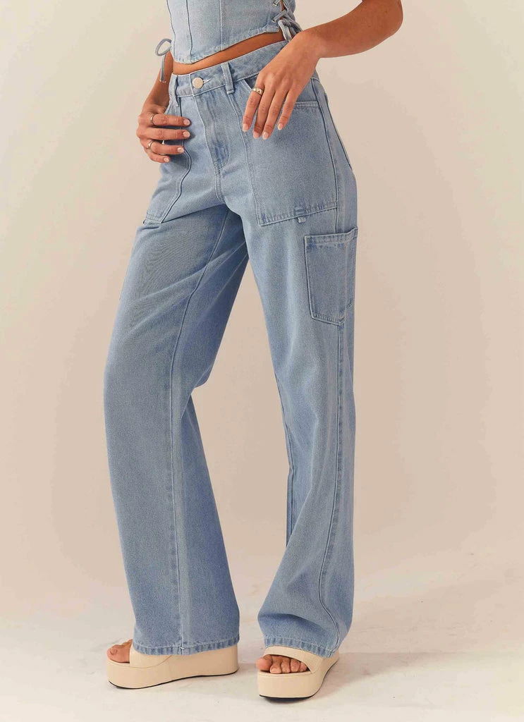 Peppermayo Exclusive - Backstage Pass Denim Lowrise Pants - Subdued Blue - Image 2