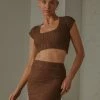 Peppermayo Exclusive - Summer Style Crochet Skirt - Choc Brown