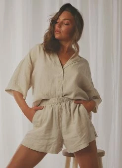Nude Lucy - Nude Linen Lounge Short - Natural