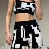 Peppermayo Exclusive - Remix It Knit Short - Black And White Geo