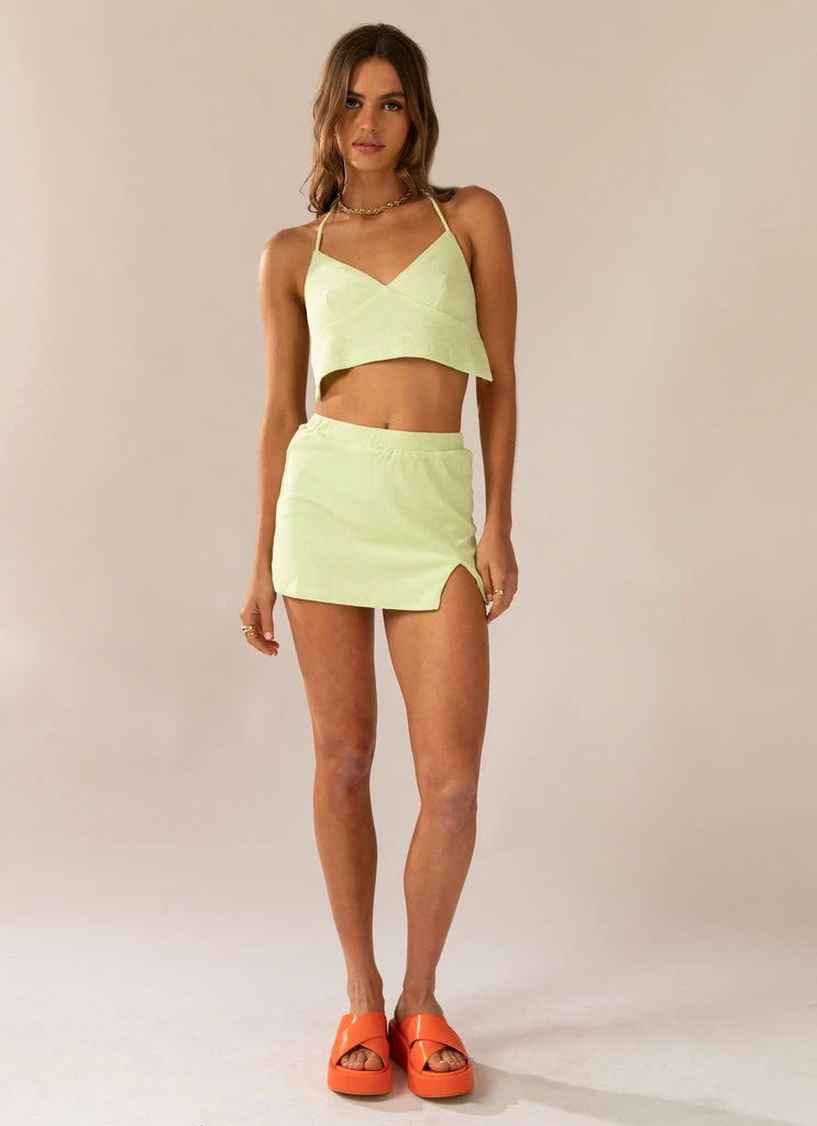Peppermayo Exclusive - Changing Seasons Terry Mini Skirt - Lime Green - Image 3