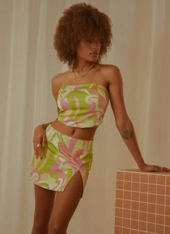 Peppermayo Exclusive - Euphoria Low Rise Mini Skirt - Retro Swirl