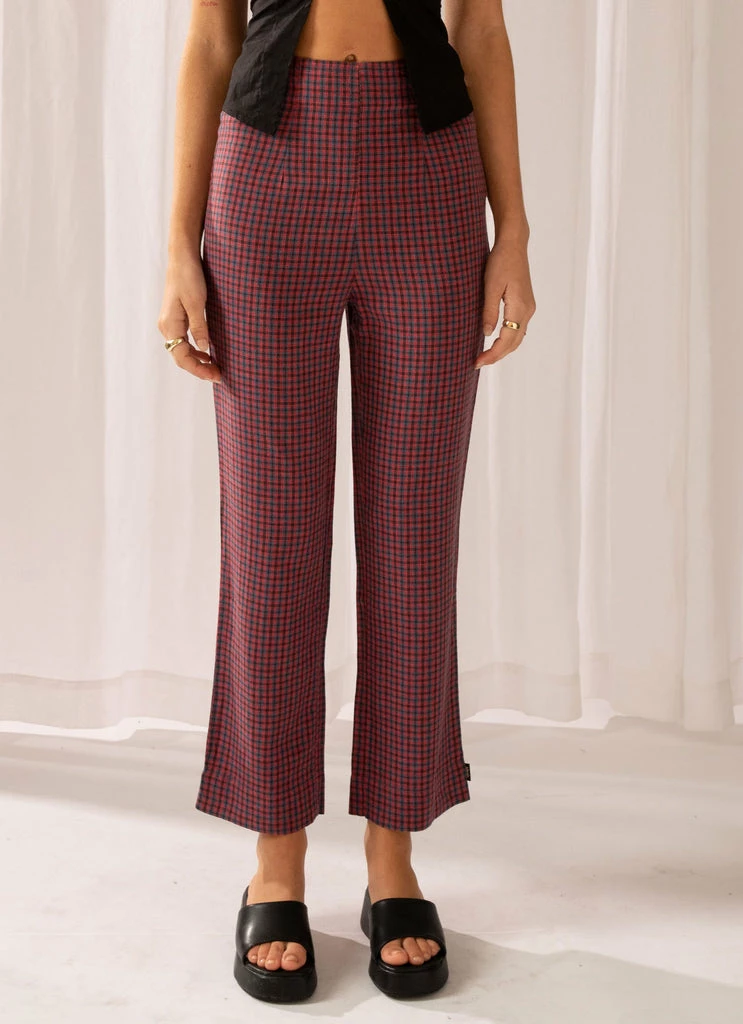 Afends - Ryder Hemp Check High Waist Pant - Red - Image 4