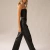 Peppermayo Exclusive - Walk On The Wild Side PU Cargo Pants - Black