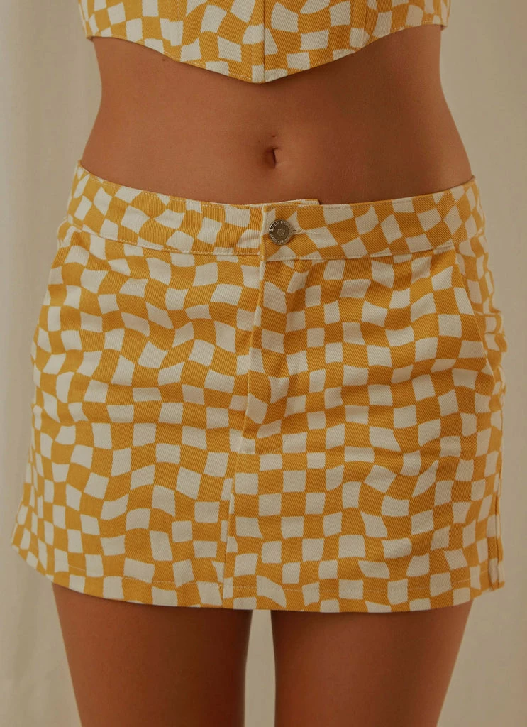Peppermayo Exclusive - Luisa Mini Skirt - Yellow Check - Image 4