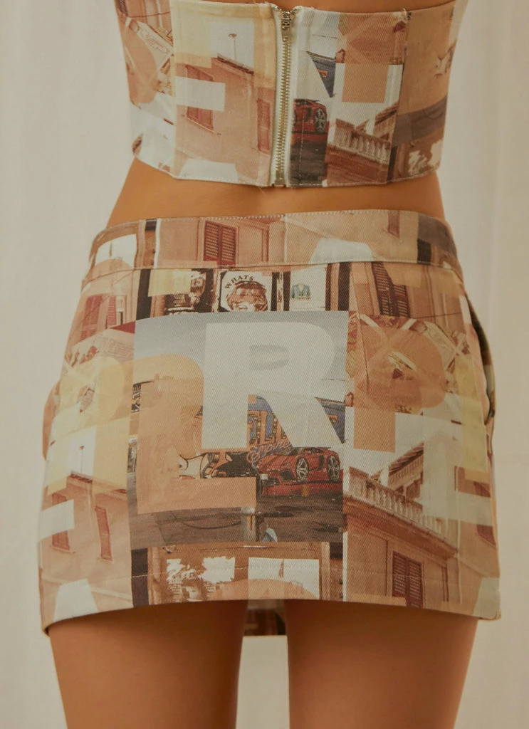 Peppermayo Exclusive - On The Edge Mini Skirt - Neutral Film Graphic - Image 6