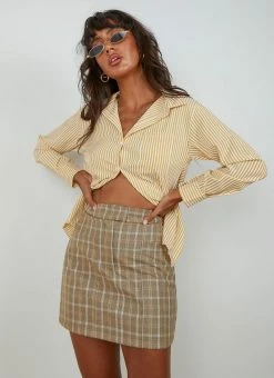 4th & Reckless 4th & Reckless - Chance Skirt - Beige Check