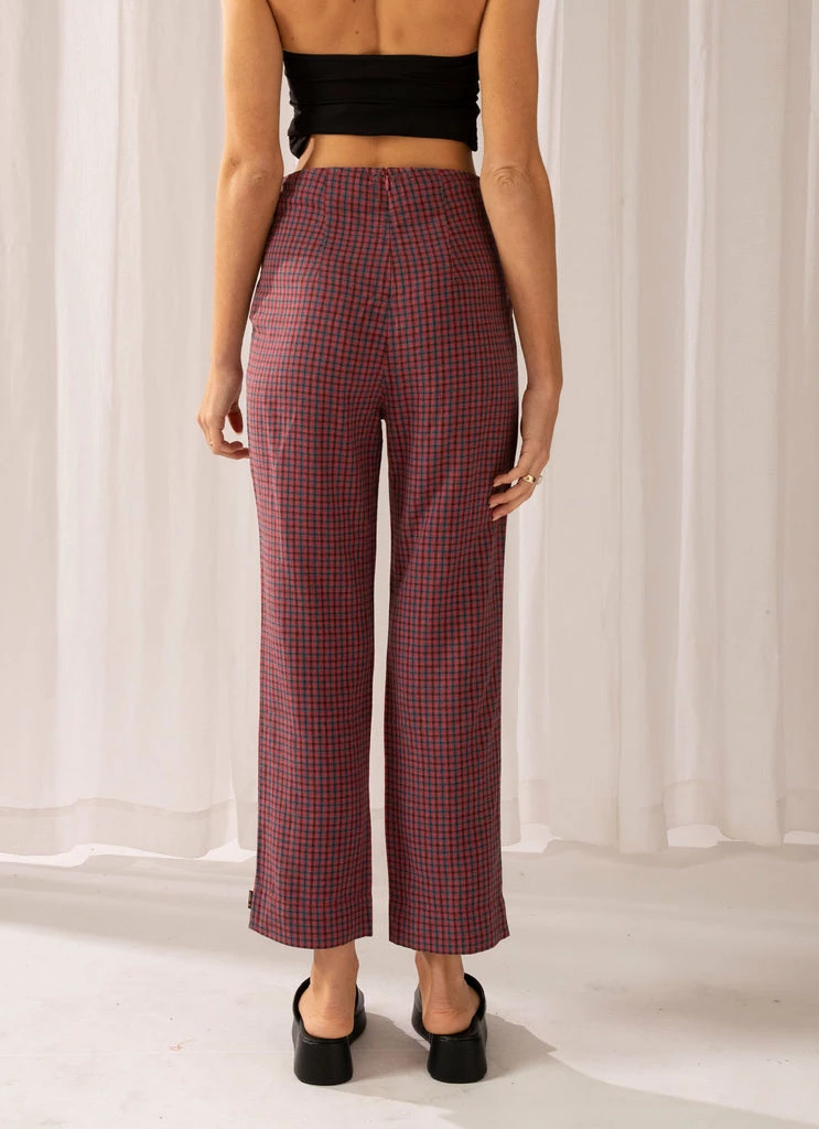 Afends - Ryder Hemp Check High Waist Pant - Red - Image 6