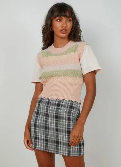 Afends - Riley Hemp Check Mini Skirt - Concrete