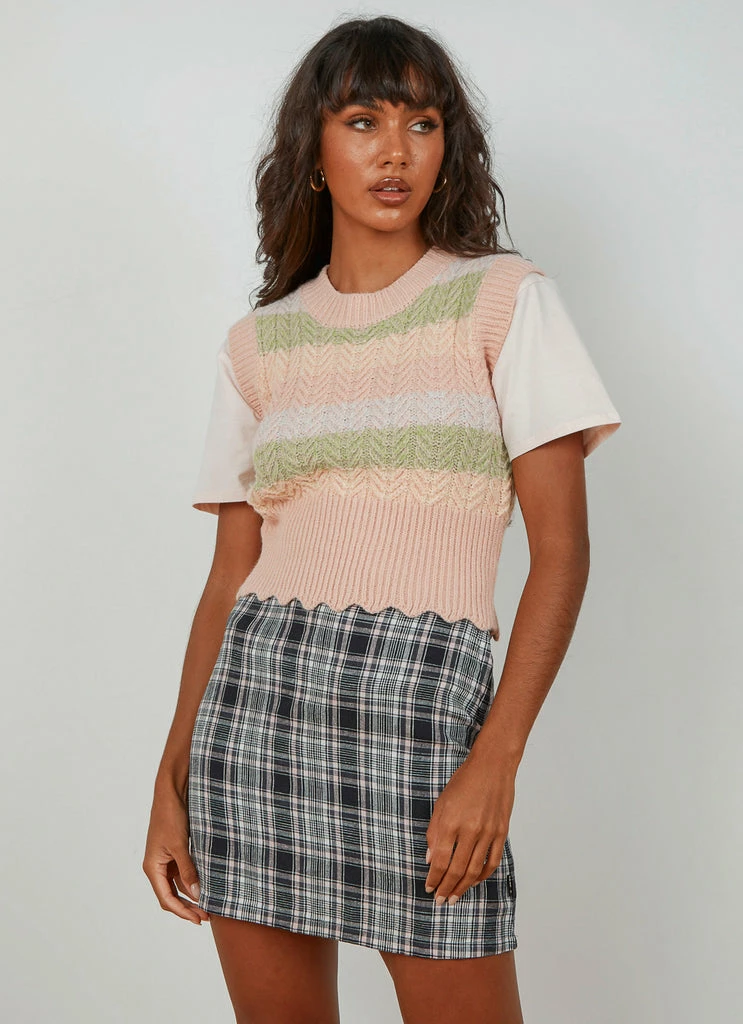 Afends - Riley Hemp Check Mini Skirt - Concrete