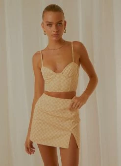 Peppermayo Exclusive - Sunday Girl Mini Skirt - Neutral Check
