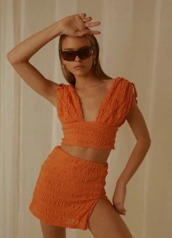 Peppermayo Exclusive - My Type Ruched Mini Skirt - Papaya