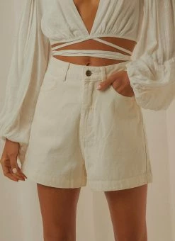 Afends - Seventy Threes Organic Denim Short - Off White