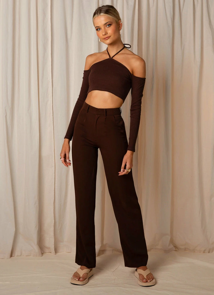 Peppermayo Exclusive - Set The Tone Suit Pants - Chocolate
