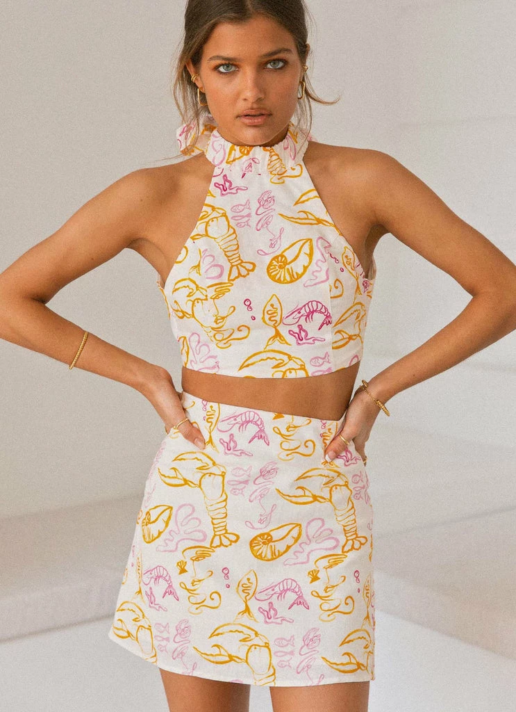 Peppermayo X Rikki Day - La Dolce Vita Linen Mini Skirt - Oceanus - Image 3