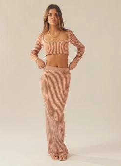Peppermayo Exclusive - Gwen Two-Tone Knit Skirt - Terracotta