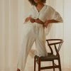 Nude Lucy - Nude Linen Lounge Crop Pant - White