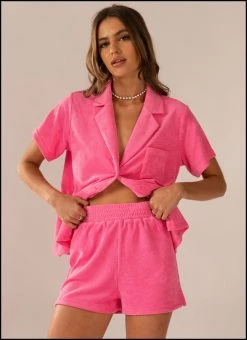 Peppermayo Exclusive - Cast Away Terry Shorts - Perry Pink