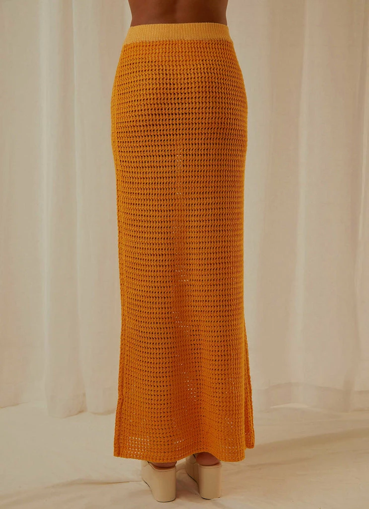 Peppermayo Exclusive - Aloha Shores Crochet Maxi Skirt - Mango - Image 5