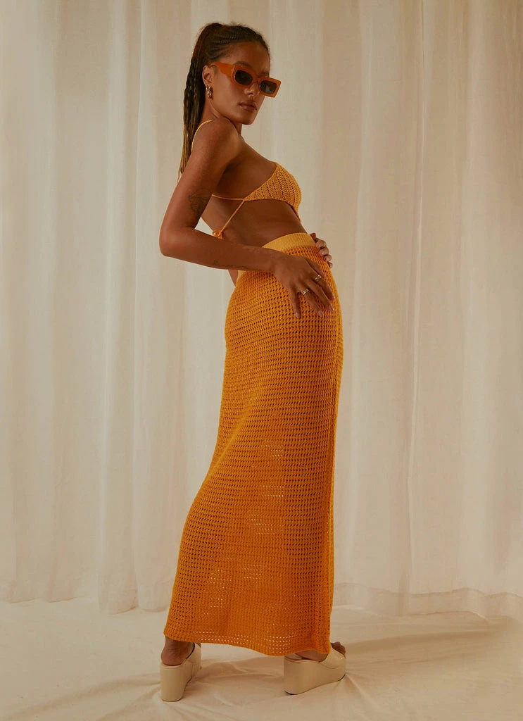 Peppermayo Exclusive - Aloha Shores Crochet Maxi Skirt - Mango - Image 2
