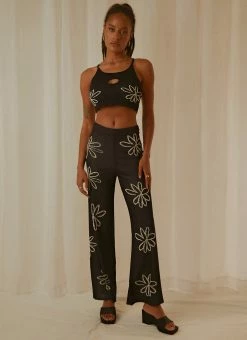 Peppermayo - Floral Takeover Knit Pants - Black
