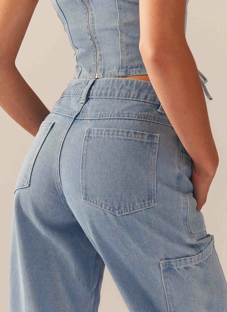 Peppermayo Exclusive - Backstage Pass Denim Lowrise Pants - Subdued Blue - Image 4