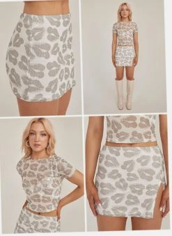 Riley Hubatka X Peppermayo - Midnight Kisses Mesh Mini Skirt - Greyscale