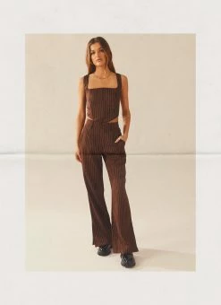 Peppermayo Exclusive - Talula Pinstripe Pants - Chocolate