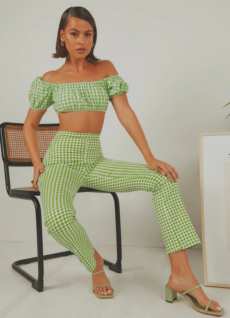 Peppermayo Exclusive - Palmero Pants - Green Gingham - Image 2