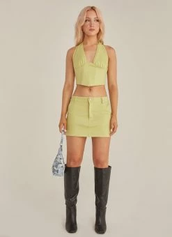Riley Hubatka X Peppermayo - Feel The Sun Drill Mini Skirt - Sage