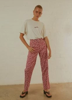 Afends - Shelby Hemp Print Wide Leg Pant - Red