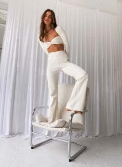 Peppermayo Exclusive - Day Club Organic Cotton Rib Pants - Ivory