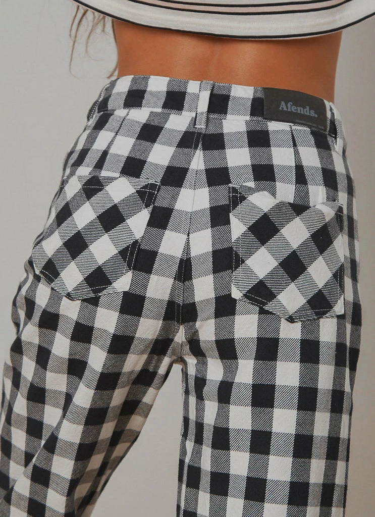 Afends - Gingham Twill Shelby Wide Leg Pant - Black/ White - Image 2