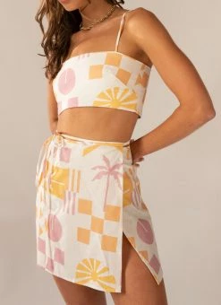 Peppermayo Exclusive - Seaside Sweethearts Wrap Mini Skirt - Under The Palms