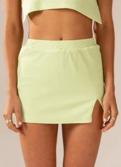 Peppermayo Exclusive - Changing Seasons Terry Mini Skirt - Lime Green