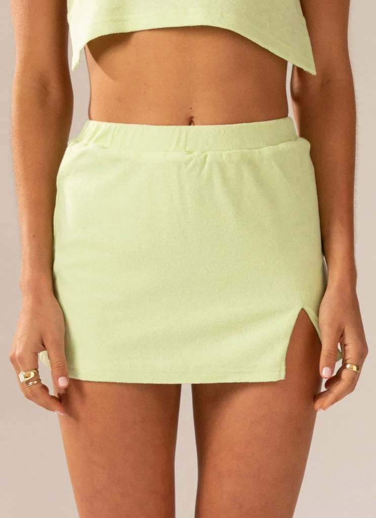 Peppermayo Exclusive - Changing Seasons Terry Mini Skirt - Lime Green