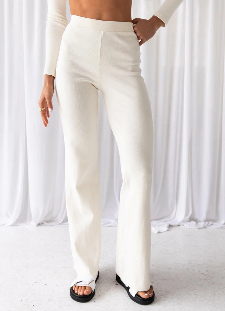 Peppermayo Exclusive - Day Club Organic Cotton Rib Pants - Ivory - Image 4