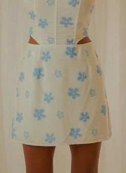 Peppermayo Exclusive - Springtime Picnics Mini Skirt - Blue Vista Floral