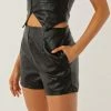 Peppermayo Exclusive - Dancing In The Rain PU Shorts - Black PU