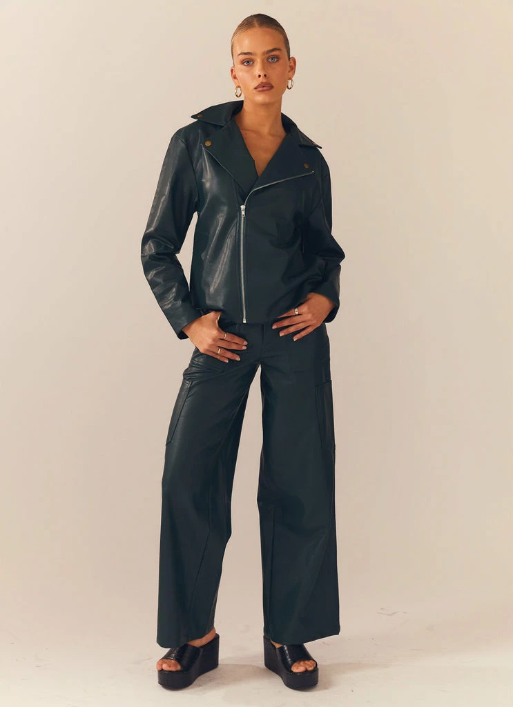 Peppermayo Exclusive - In My Natural Element PU Pants - Dark Forest