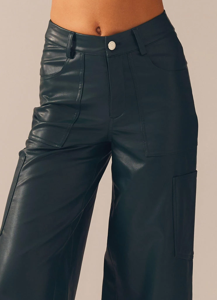 Peppermayo Exclusive - In My Natural Element PU Pants - Dark Forest - Image 6