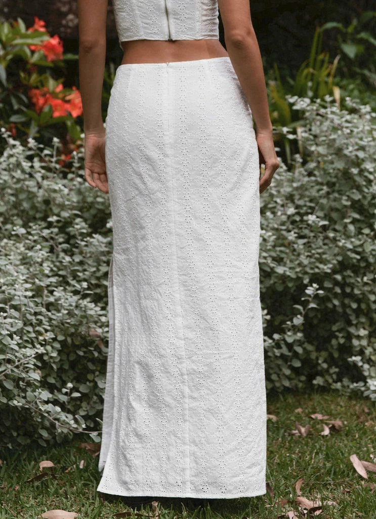 Peppermayo Exclusive - Georgia Peaches Broderie Maxi Skirt - Whisper White - Image 5
