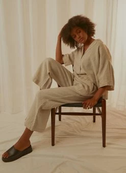 Nude Lucy - Nude Linen Lounge Crop Pant - Natural