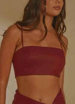 Peppermayo Exclusive - Island Nights Crop Top - Burgundy
