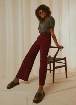 Afends - Maisie Hemp Corduroy Flared Pant - Wine