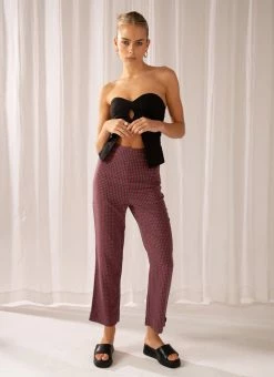 Afends - Ryder Hemp Check High Waist Pant - Red